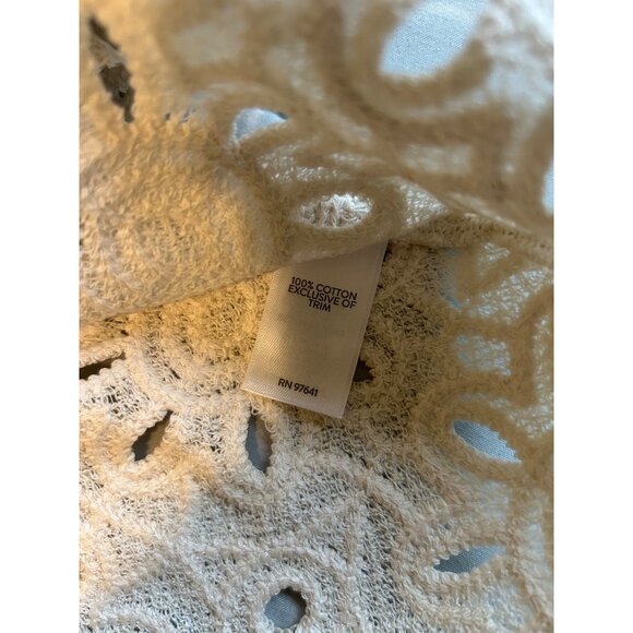 J Jill Womens Full Crochet Lace Tunic Top 3X Ivory 3/4 Sleeve Boho Cotton NWT - Picture 9 of 13